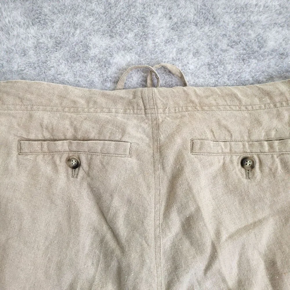 Quickreflex Linen Loose Fit Drawstring Waist Pants Medium Khaki 34X34 Light Weig